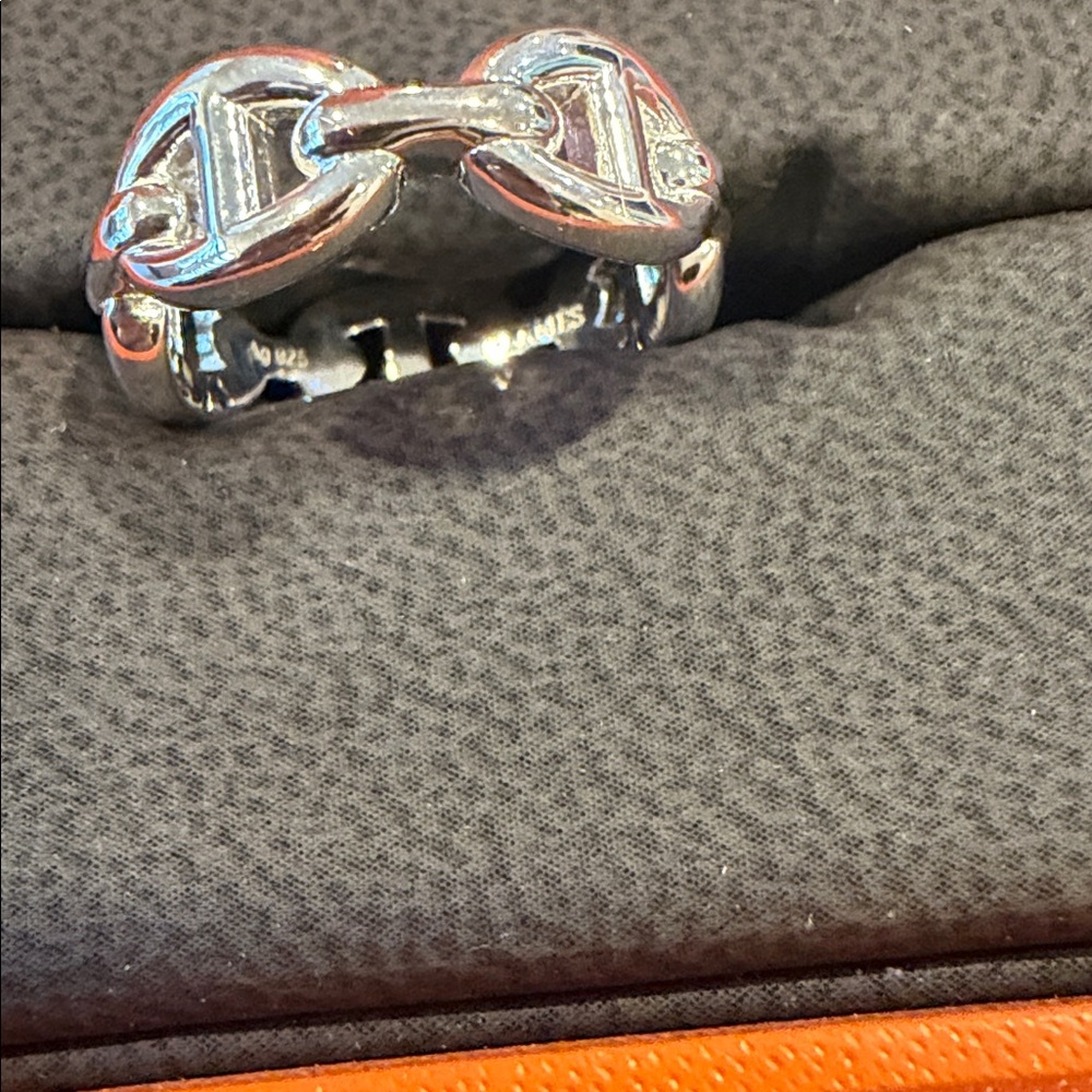 HERMES PARIS CHAINE D'ANCRE ENCHAINEE RING SOLID 925 STERLING SILVER SIZE 53 - Picture 2 of 5